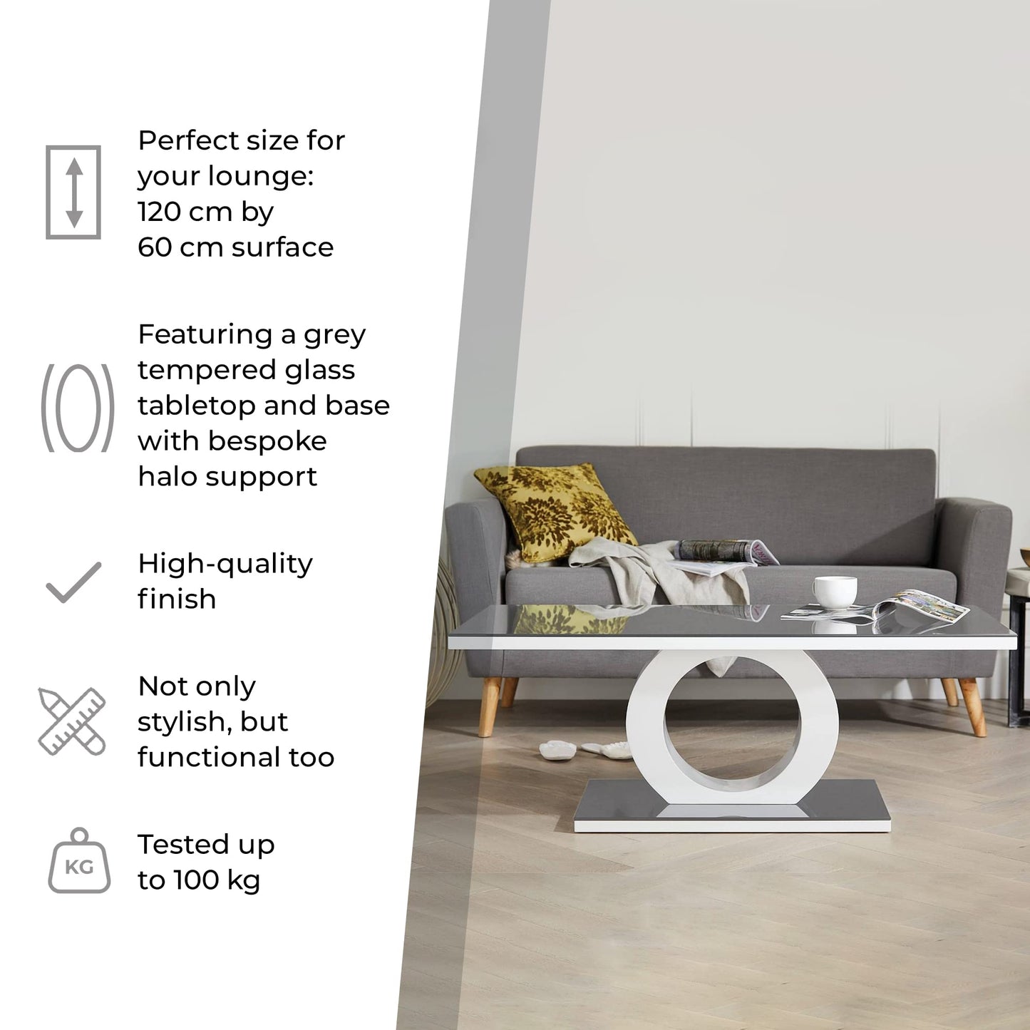 Giovani Black & White Glass Coffee Table