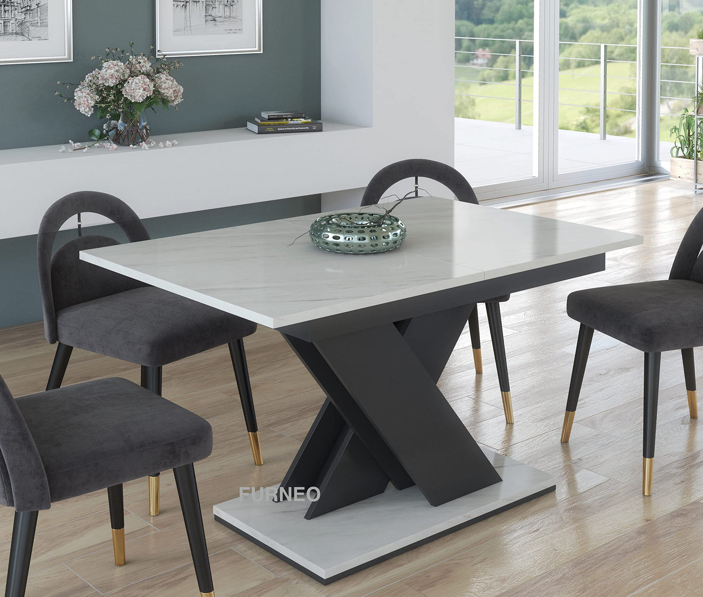 Furneo Modern Marble Dining Table