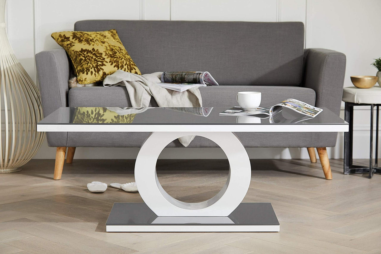 Giovani Black & White Glass Coffee Table