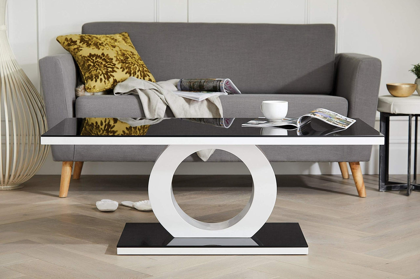 Giovani Black & White Glass Coffee Table