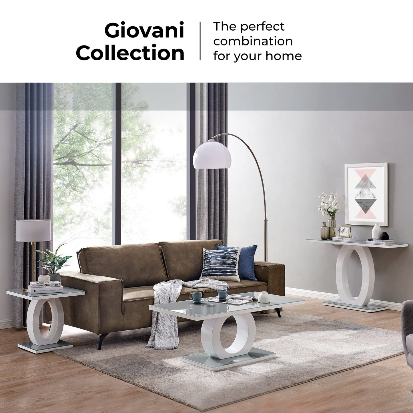 Giovani Black & White Glass Coffee Table