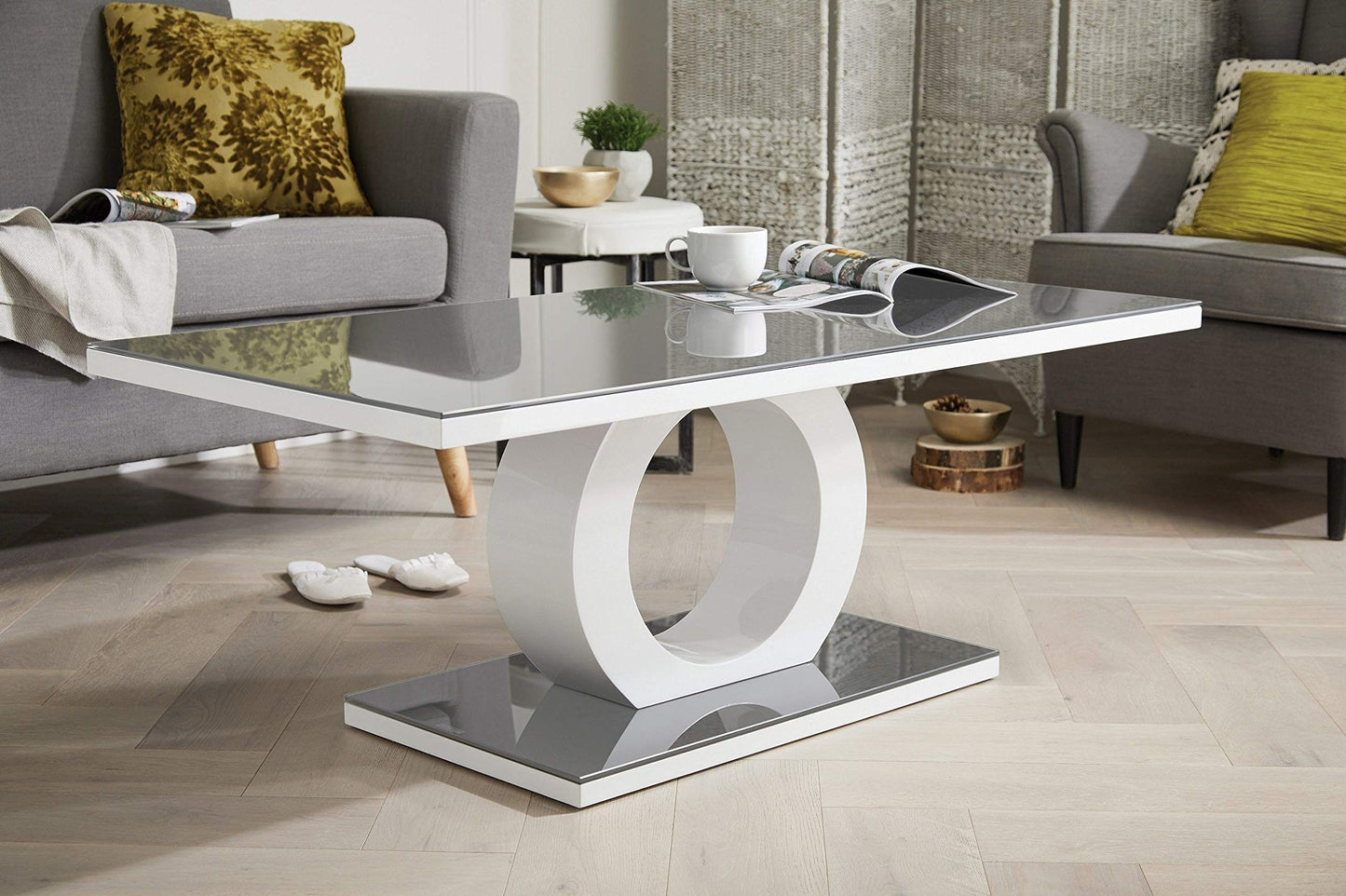 Giovani Black & White Glass Coffee Table