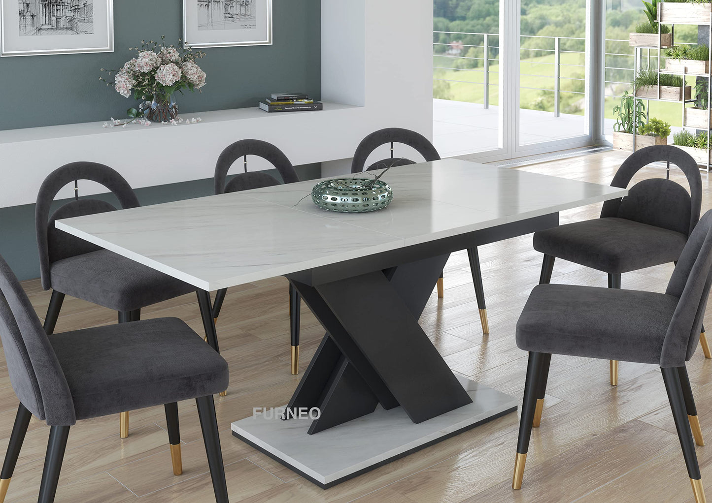 Furneo Modern Marble Dining Table