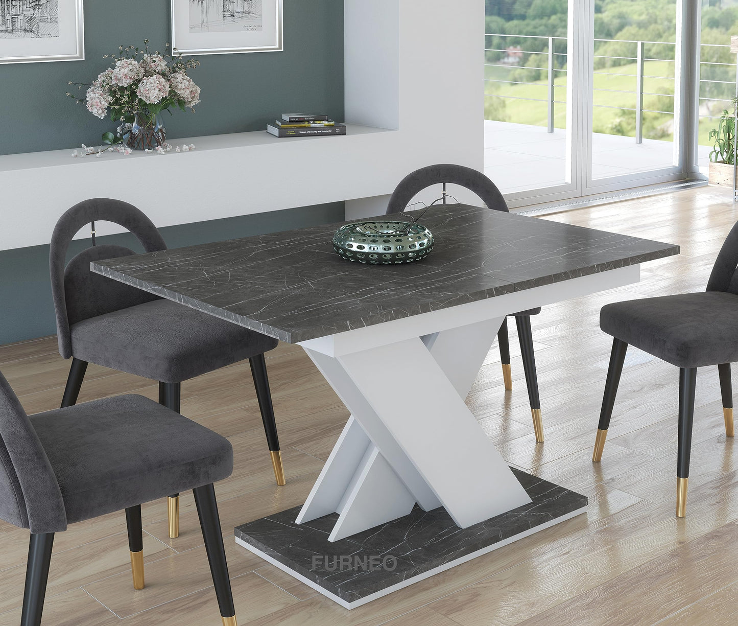 Furneo Modern Marble Dining Table